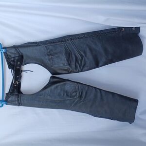 Hudson Leather Black Leather Chaps Size XS